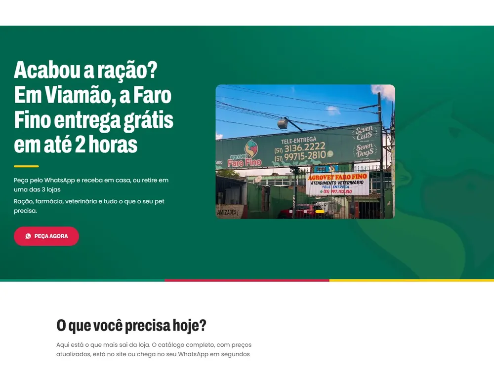 Landing page Agrovet Faro Fino