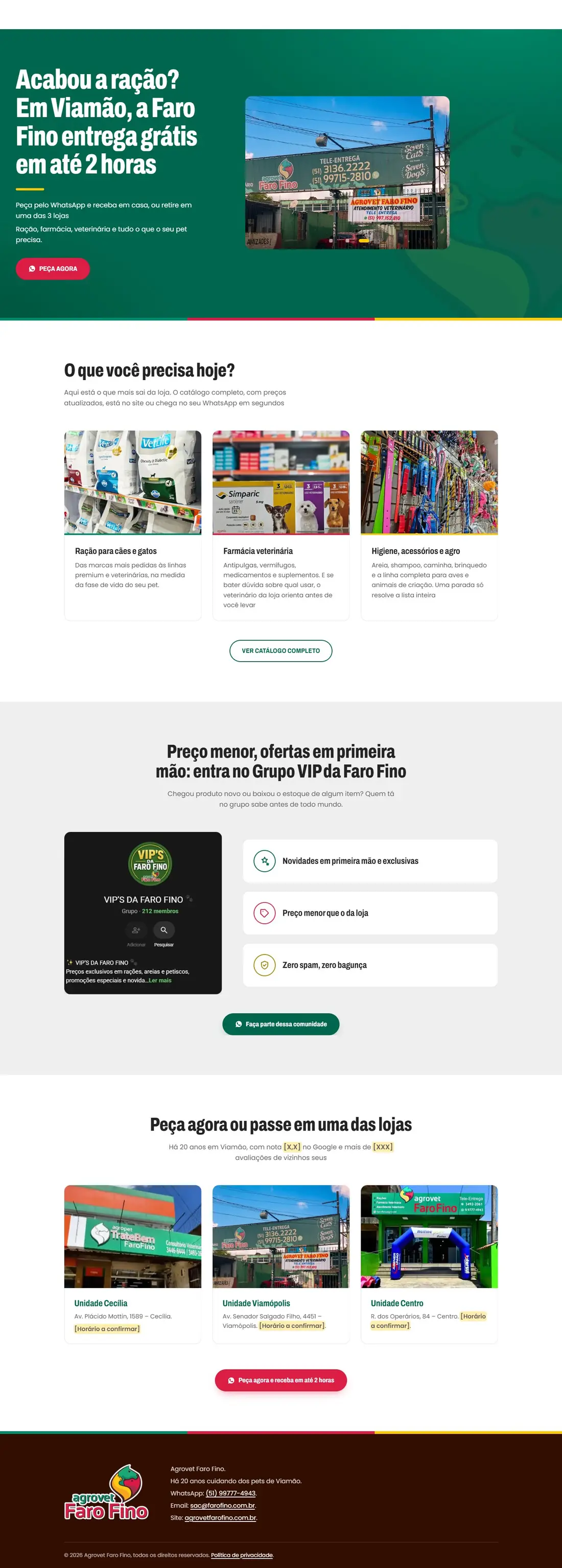Landing page Agrovet Faro Fino completa