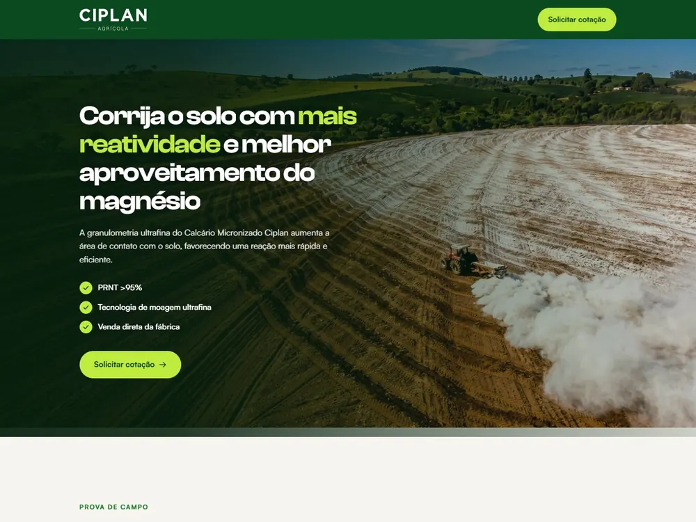 Landing page Ciplan Agrícola