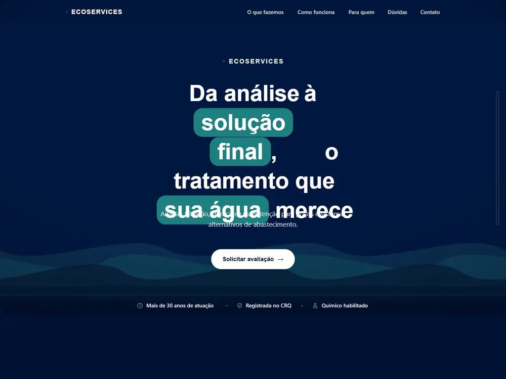 Landing page Ecoservices Ambiental
