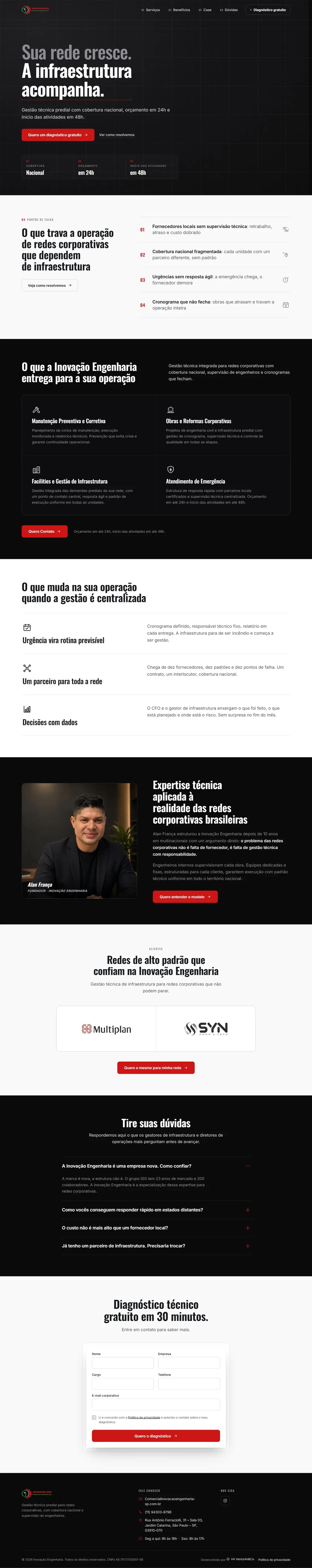 Landing page Inovação Engenharia completa