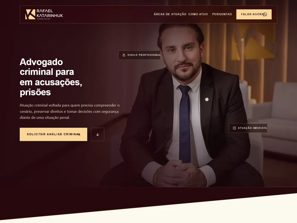 Landing page Rafael Katarinhuk Advogados