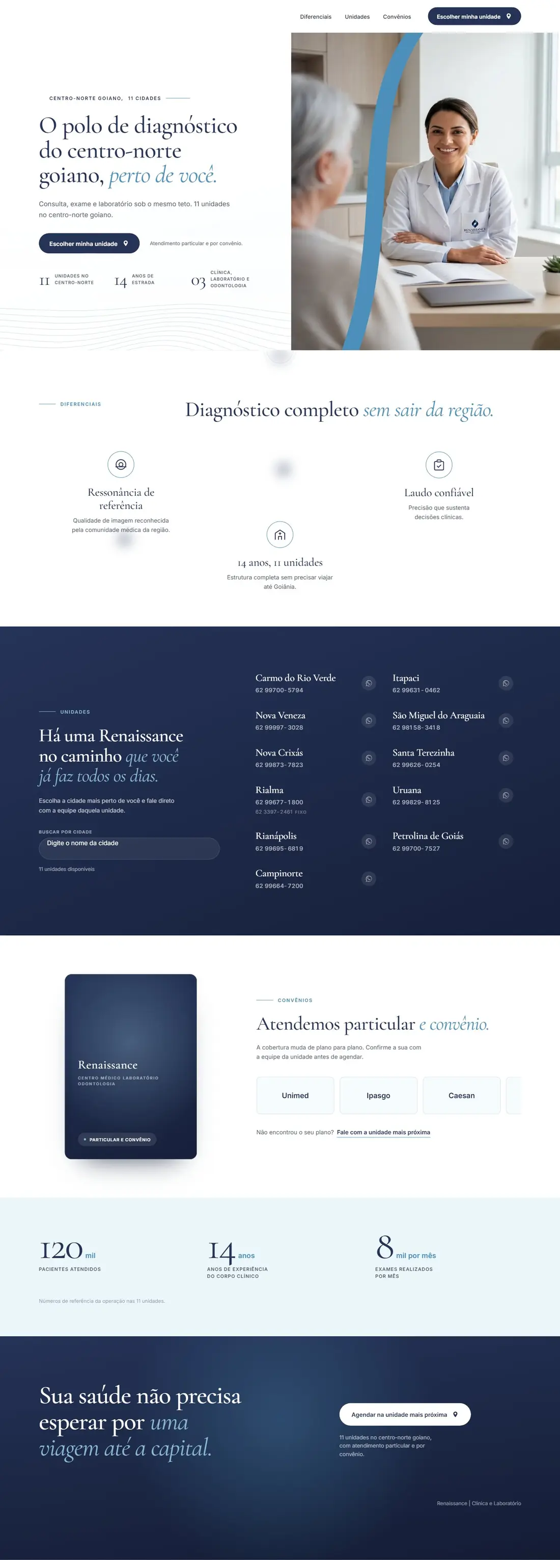 Landing page Renaissance Centro Médico completa