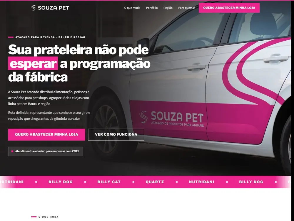 Landing page Souza Pet Atacado