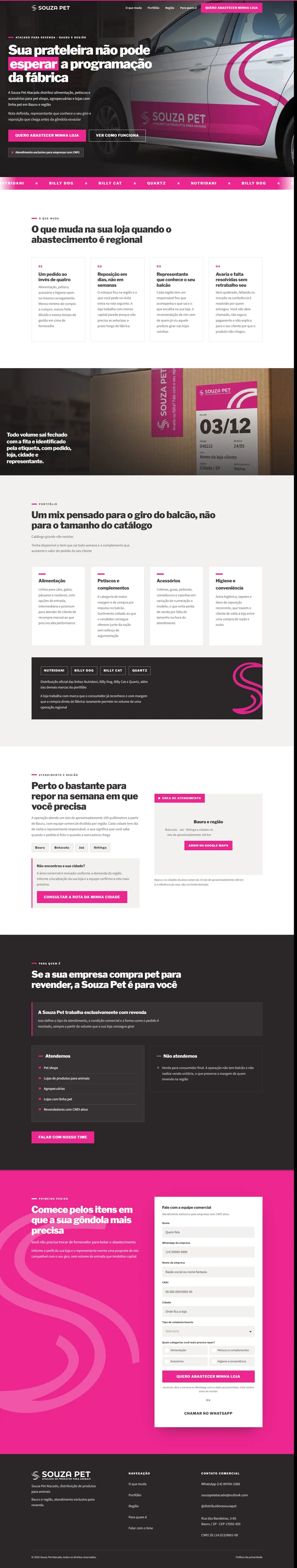 Landing page Souza Pet Atacado completa